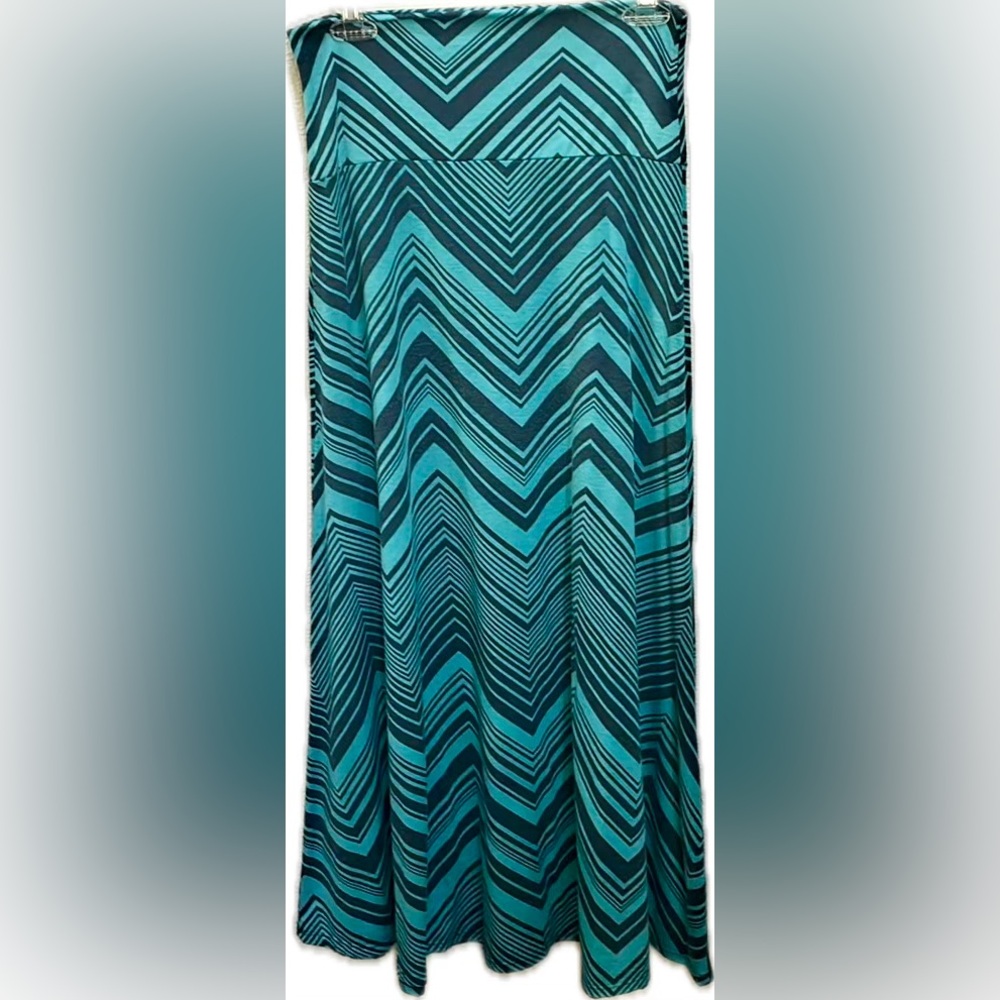 MOSSIMO SMALL MAXI SKIRT HEATHERED NAVY/TURQUOISE PRINT BUNDLE2SAVE GREAT COND